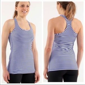 Lululemon Cool Racerback Blue & White Stripe Size 2